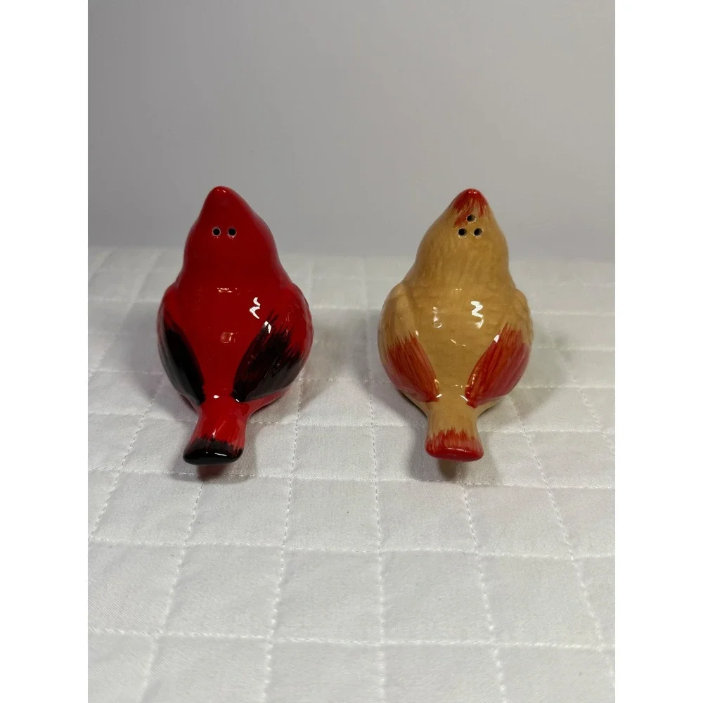 Hallmark Cardinal Bird Salt & Pepper Shakers Ceramic Red & Female Pair Set